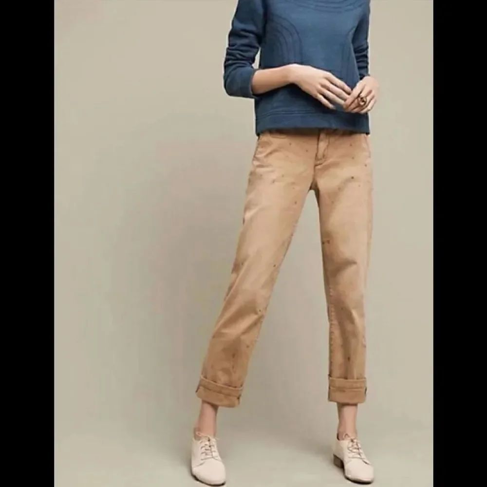 Anthropologie’s Pilco and the Letter Press Gold Splattered Khakis